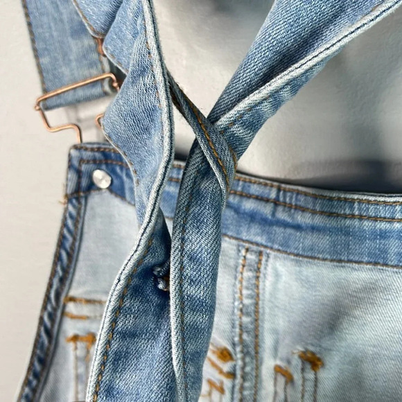 CI SONO Denim Overalls Distressed Jean Blue Light Adjustable 90s Vibe Boho S - Picture 7 of 13